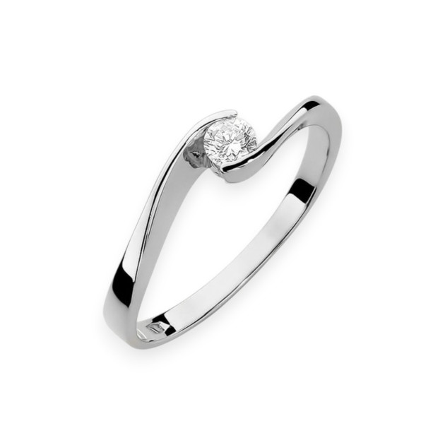 W160 B - Pierścionek złoty z diamentem 