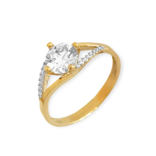 BA-333-PI-28 - Pierścionek złoty z cyrkoniami