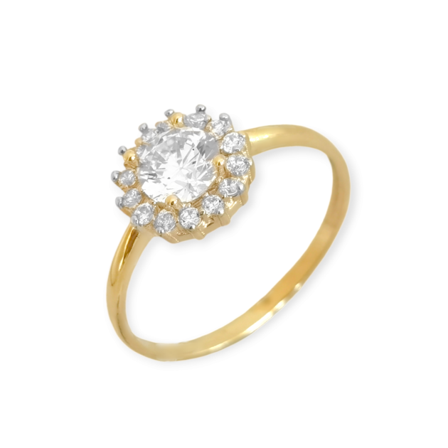 BA-333-PI-33 - Pierścionek złoty z cyrkoniami