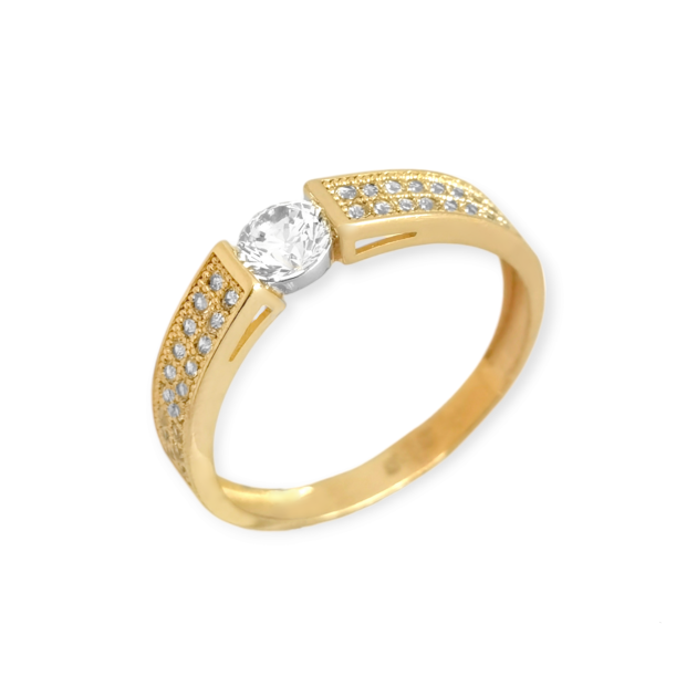 KL-585-PI-79 - Pierścionek złoty z cyrkoniami