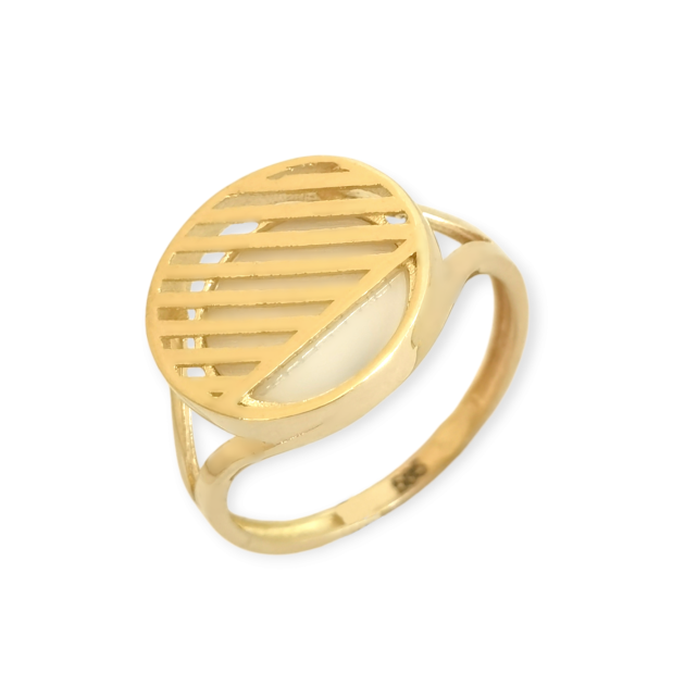 KL-585-PI-81 - Pierścionek złoty z masą perłową