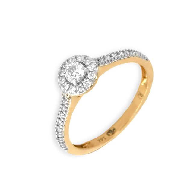 A393/40 - Pierścionek złoty z diamentami