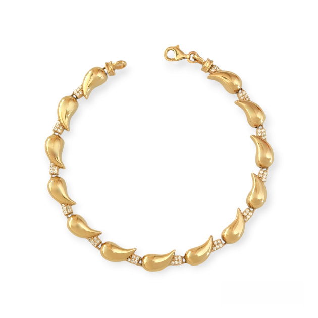 BN-585-BR-6 - Bransoletka złota z cyrkoniami - kropelki, łezki