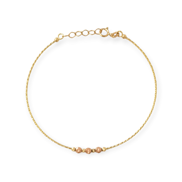 BN-585-BR-13 - Bransoletka złota - kuleczki diamentowane