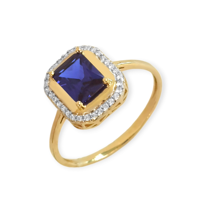 BN-585-PI-1 - Pierścionek złoty z cyrkoniami