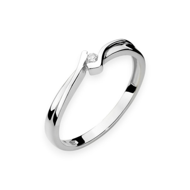 W181 B - Pierścionek złoty z diamentem 