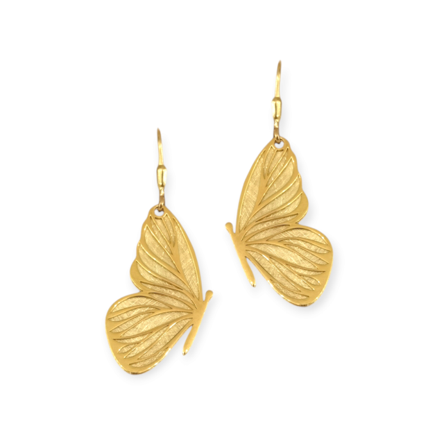 PX-925-KO-49 - Kolczyki pozłacane - satynowe, motyle