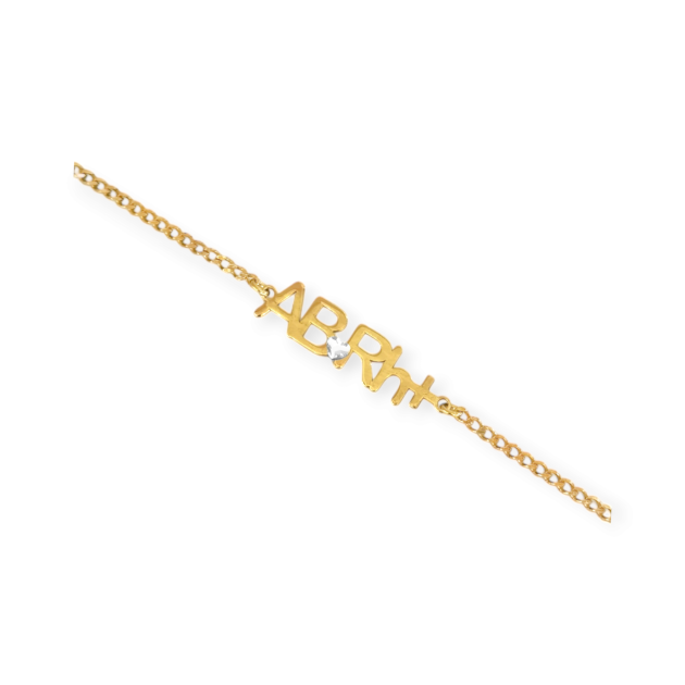 BRR730 - Bransoletka pozłacana z cyrkonią - grupa krwi ABRh+