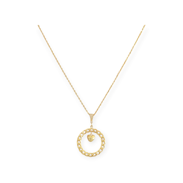 AZ-925-NA-19 - Naszyjnik pozłacany z cyrkoniami - serce