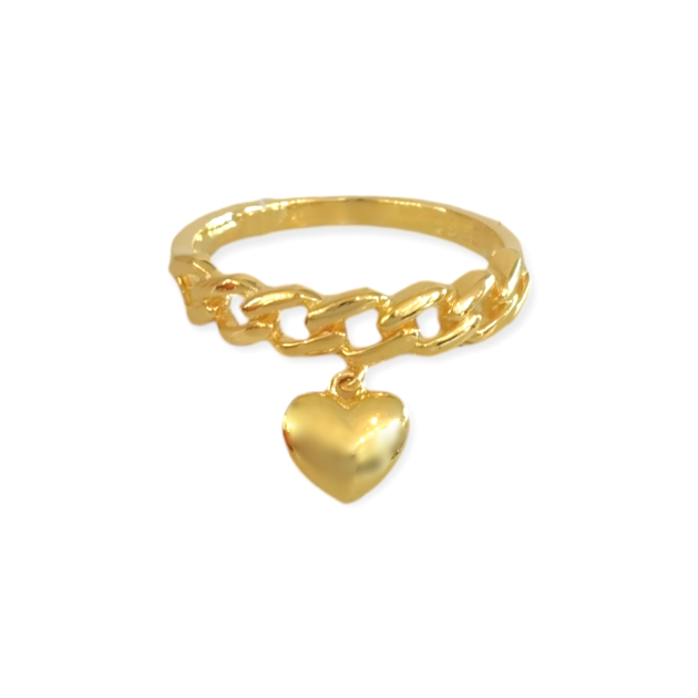 AZ-925-PI-8 - Pierścionek pozłacany - pancerka, serce
