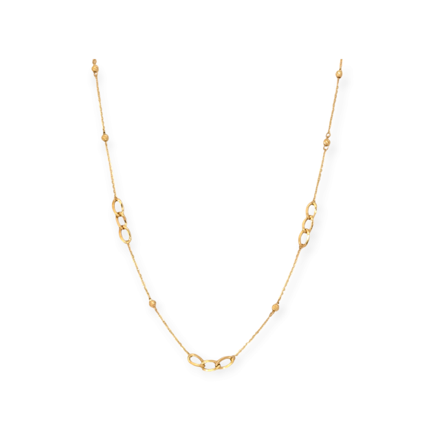 OL-585-NA-6 - Naszyjnik złoty - kuleczki diamentowane