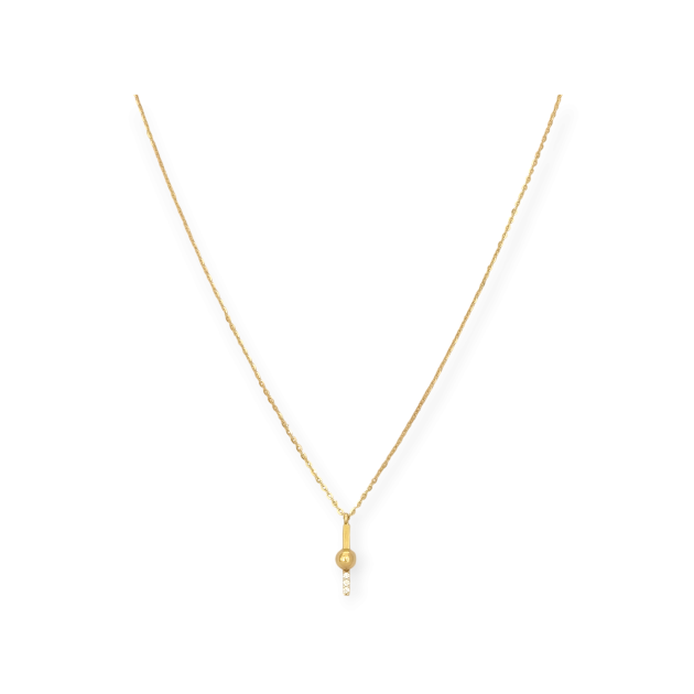 OL-585-NA-9 - Naszyjnik złoty z cyrkoniami - kulka