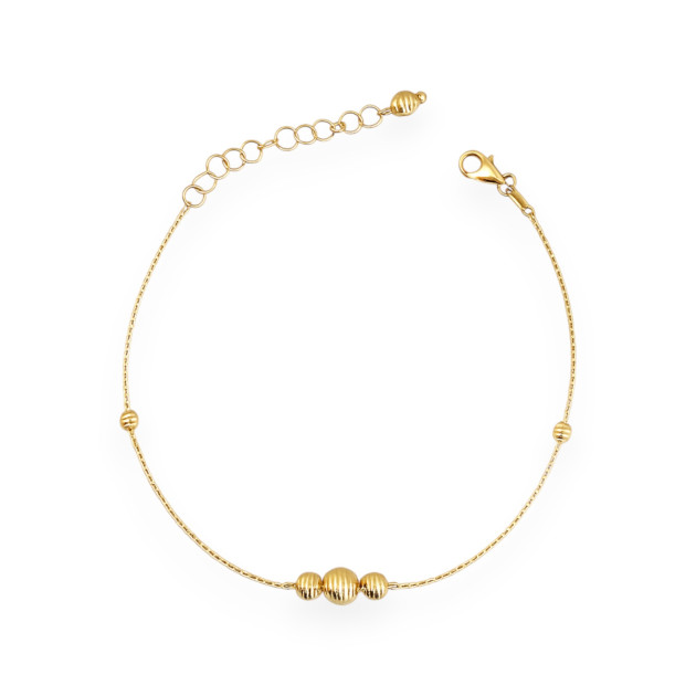 VD-585-BR-20 - Bransoletka złota z diamentowanymi kuleczkami