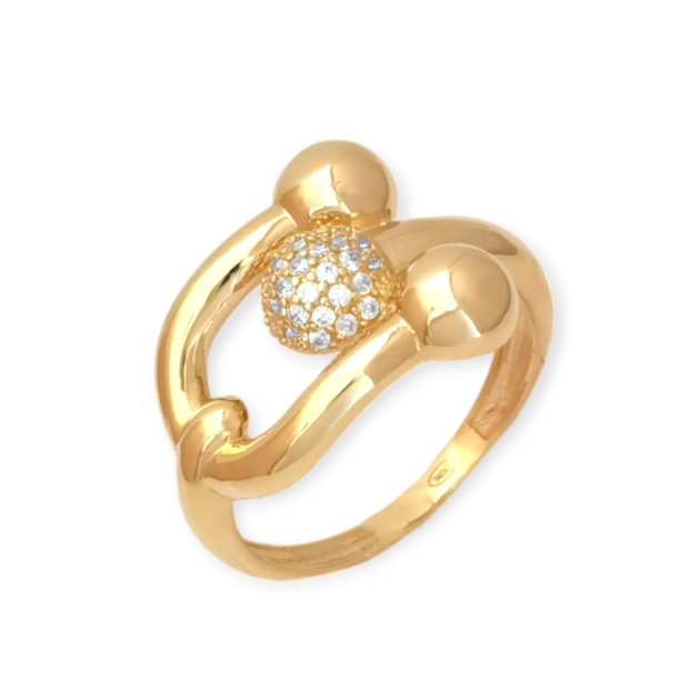 OL-585-PI-3 - Pierścionek złoty z cyrkoniami