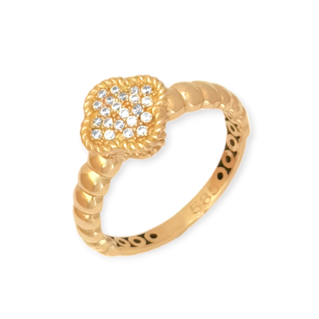 GE-585-PI-9 - Pierścionek złoty z cyrkoniami - kwiatek