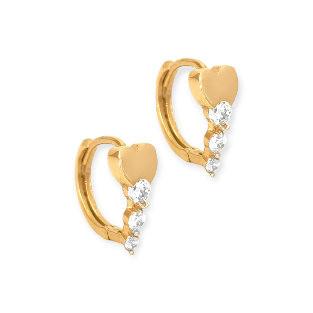 BA-585-KO-51 - Kolczyki złote z cyrkoniami - serca