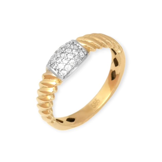 BA-585-PI-113 - Pierścionek złoty z cyrkoniami