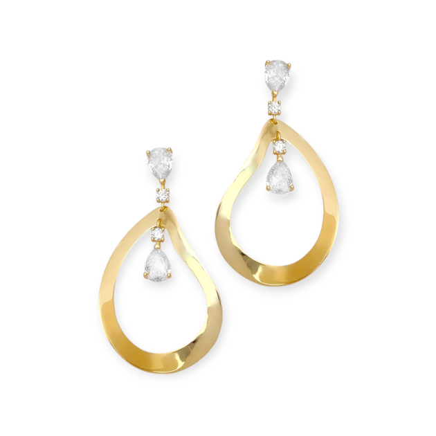 AZ-925-KO-20 - Kolczyki pozłacane z cyrkoniami