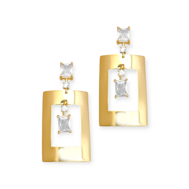 AZ-925-KO-26 - Kolczyki pozłacane z cyrkoniami