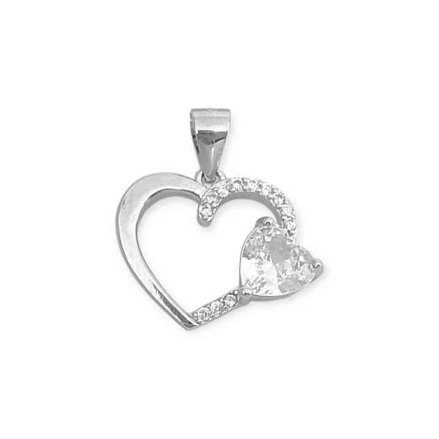 BS-925-ZA-28 - Zawieszka srebrna z cyrkoniami - serce