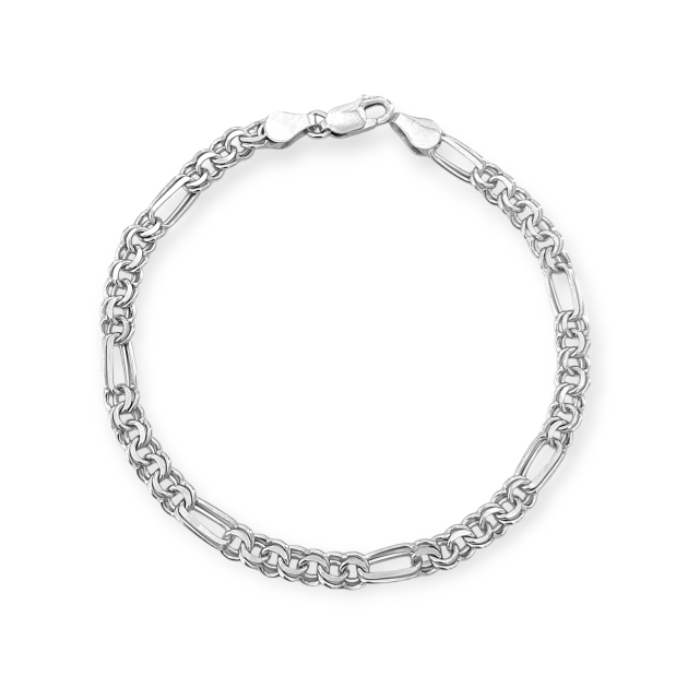 BA-925-BR-22 - Bransoletka srebrna - bismarck + figaro 5 mm