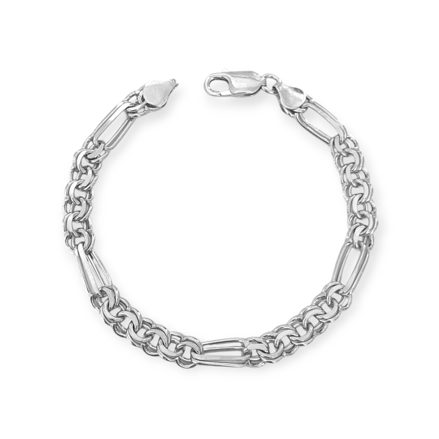 BA-925-BR-23 - Bransoletka srebrna - bismarck + figaro 7 mm