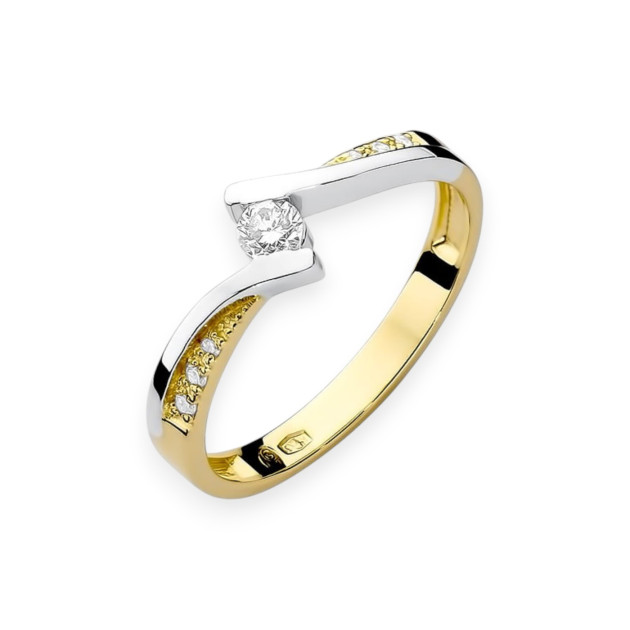 W177 - Pierścionek złoty z diamentami 