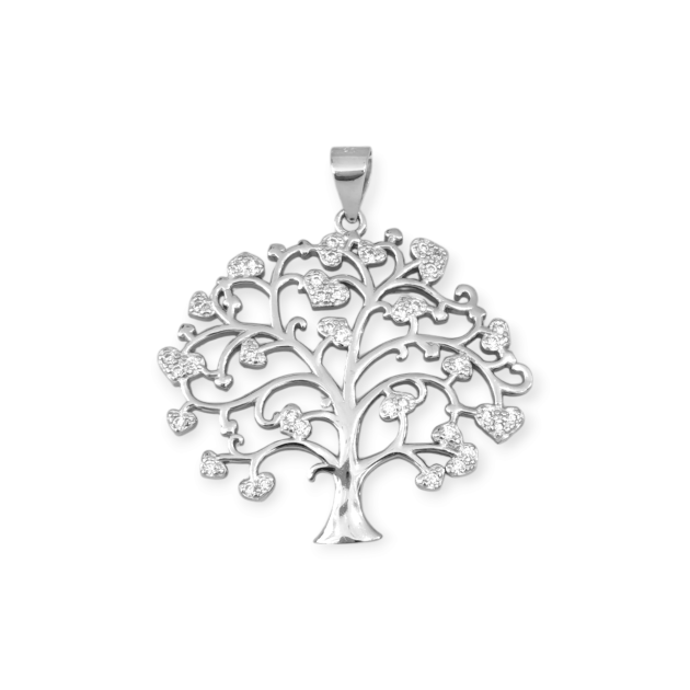 BA-925-ZA-21 - Zawieszka srebrna z cyrkoniami - drzewko szczęścia