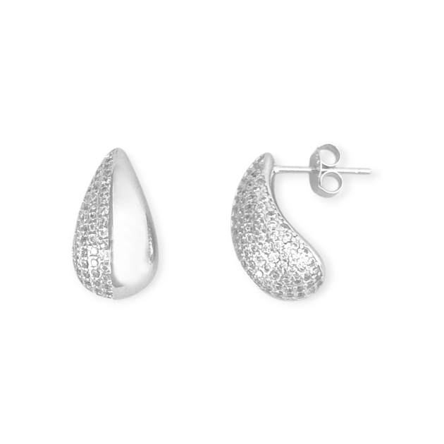 BA-925-KO-5 - Kolczyki srebrne z cyrkoniami - kropelki, łezki