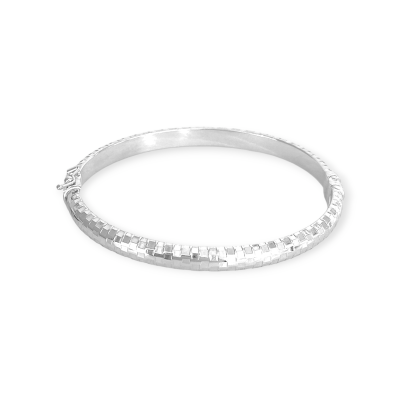 BA-925-BR-32 - Bransoletka srebrna sztywna typu bangle diamentowana