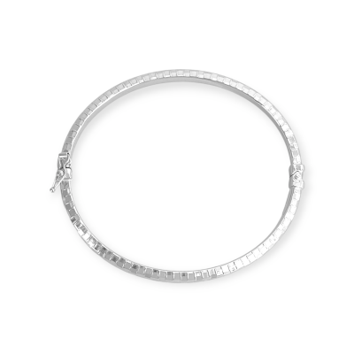 BA-925-BR-32 - Bransoletka srebrna sztywna typu bangle diamentowana