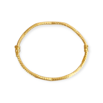 BA-925-BR-34 - Bransoletka pozłacana sztywna typu bangle diamentowana falowana