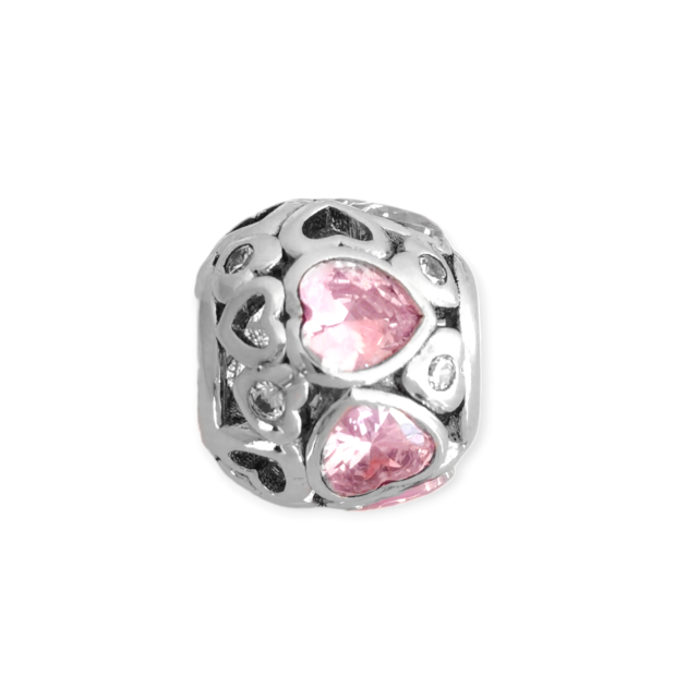 AR-925-ZA-43 - Zawieszka srebrna z cyrkoniami - beads, serca