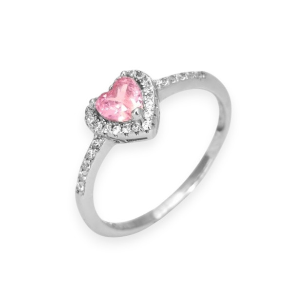 NP-925-PI-13 - Pierścionek srebrny z cyrkoniami - serce