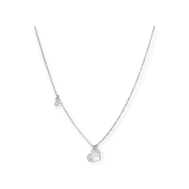 NP-925-NA-124 - Naszyjnik srebrny z cyrkonią - serce, łapka