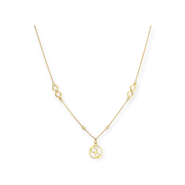 BS-925-NA-12 - Naszyjnik pozłacany - nieskończoności, serca