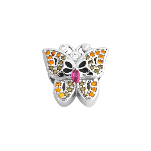 BA-925-ZA-22 - Zawieszka srebrna z cyrkoniami - beads, motyl