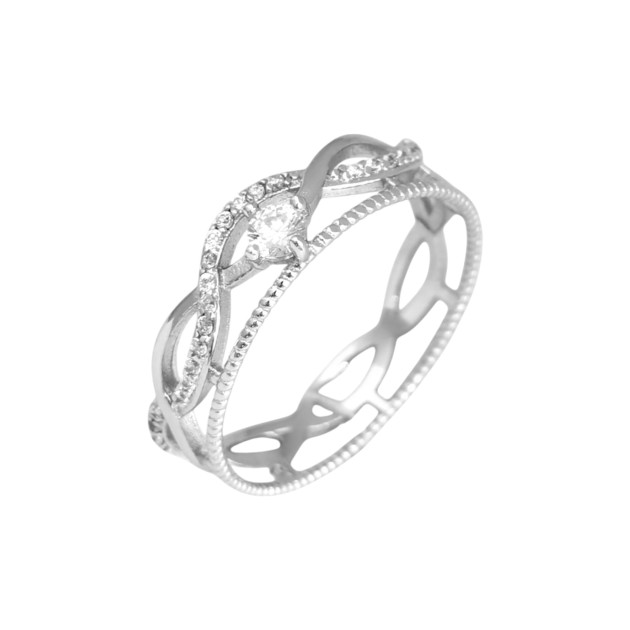 BA-925-PI-4 - Pierścionek srebrny z cyrkoniami