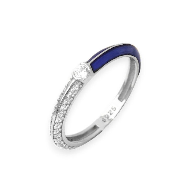 NP-925-PI-26 - Pierścionek srebrny z cyrkoniami i emalią