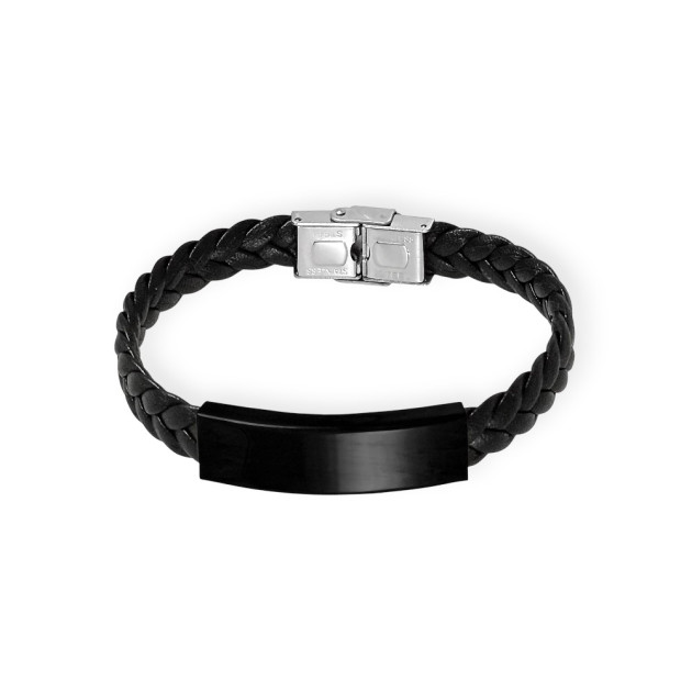 B215 - Bransoletka ze stali szlachetnej i skóry