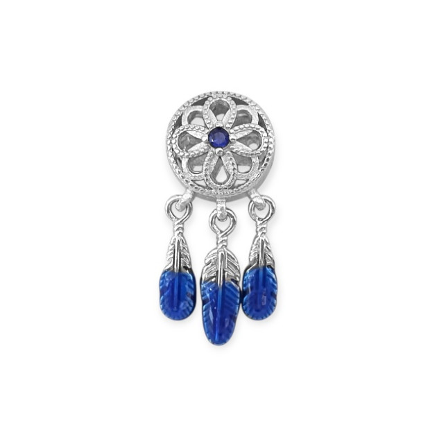 PX-925-ZA-87 - Zawieszka srebrna z cyrkonią i emalią - beads, łapacz snów