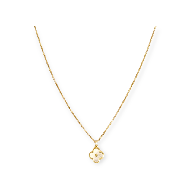 PX-925-NA-63 - Naszyjnik pozłacany z masą perłową - koniczynka