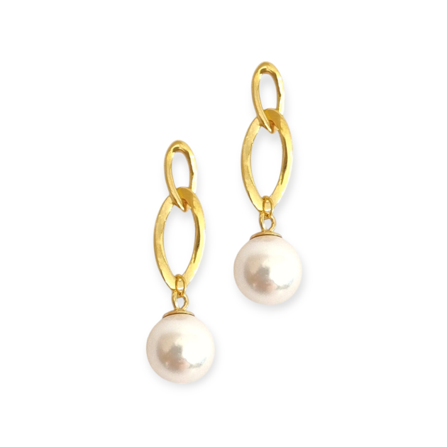 AR-925-KO-19 - Kolczyki pozłacane z perłą