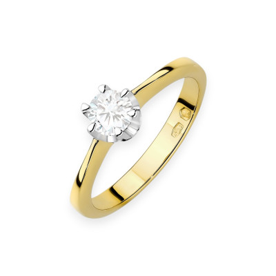 W0220 LAB - Pierścionek złoty z diamentem laboratoryjnym