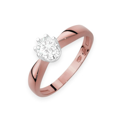 W0228 LAB - Pierścionek złoty z diamentem laboratoryjnym