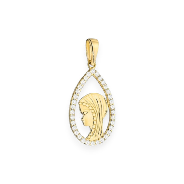 GE-585-ZA-20 - Zawieszka złota z cyrkoniami - medalik