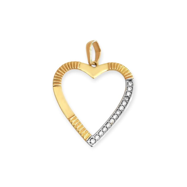 KL-585-ZA-245 - Zawieszka złota z cyrkoniami - serce