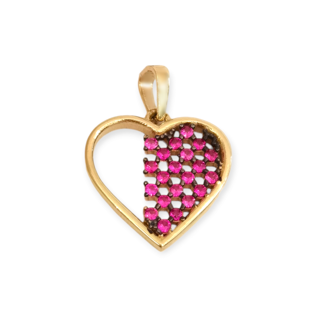 KL-585-ZA-249 - Zawieszka złota z cyrkoniami - serce