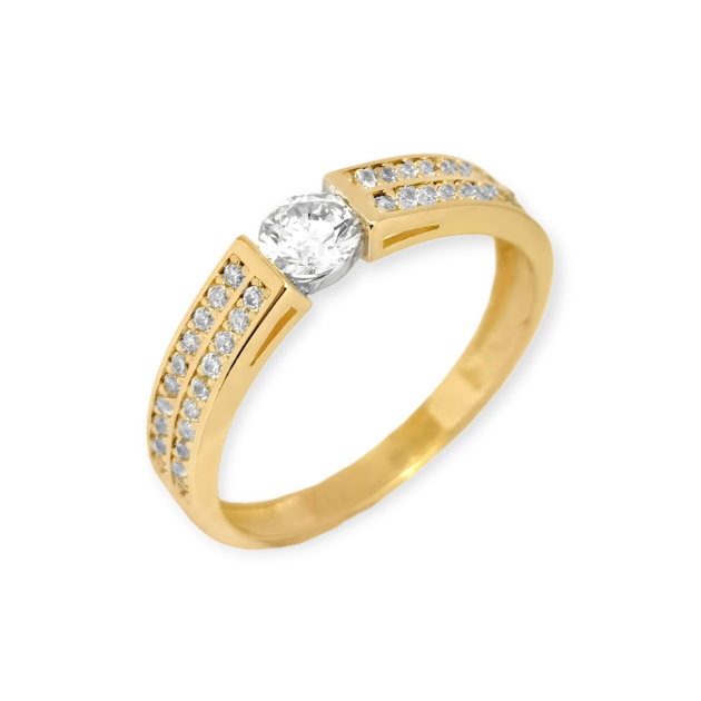 BA-585-PI-135 - Pierścionek złoty z cyrkoniami