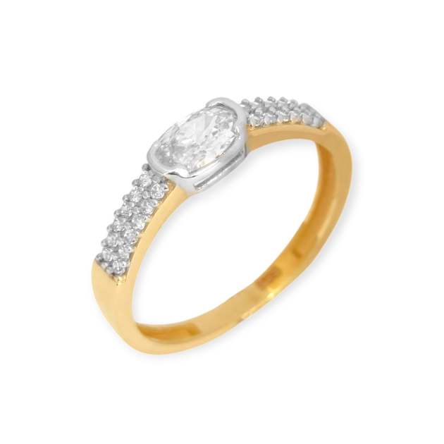 BA-585-PI-136 - Pierścionek złoty z cyrkoniami